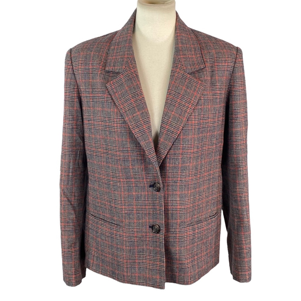 E.H. Woods plaid wool blend blazer size 10